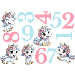 Egyszarvús falmatrica - számos